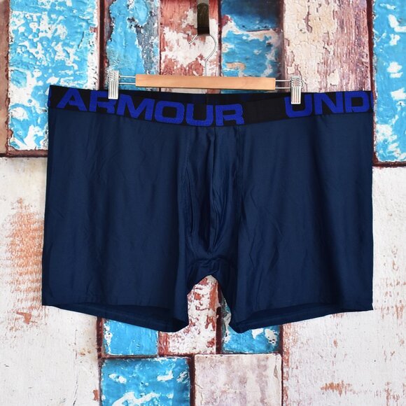 Men's Under Armour Tech Boxerjock 4" Inseam Underwear 5XLARGE Blue NEW - Picture 1 of 7
